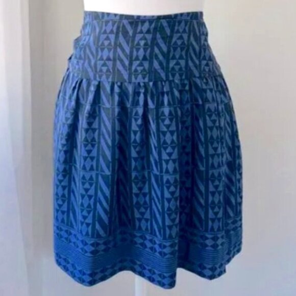 Madewell Silk Skyline Geometric Print Skirt 4 - Picture 1 of 4